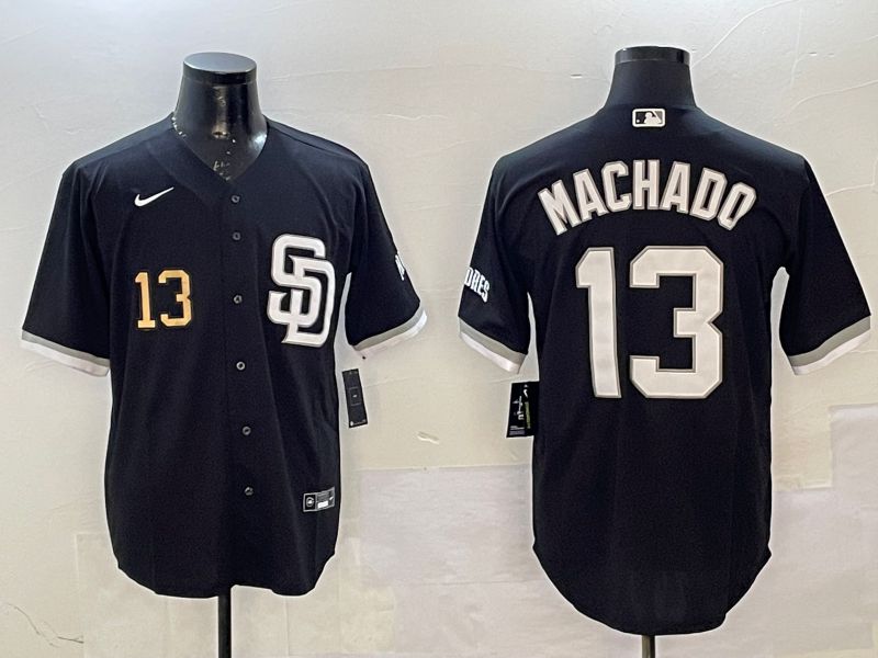 Men San Diego Padres #13 Machado Black Jointly Name Game Nike 2025 MLB Jersey style 3->san diego padres->MLB Jersey